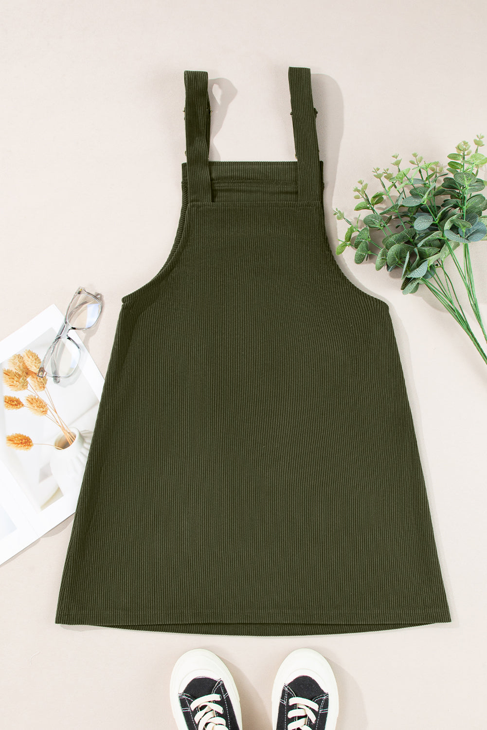 Sleeveless Corduroy Overall Dress