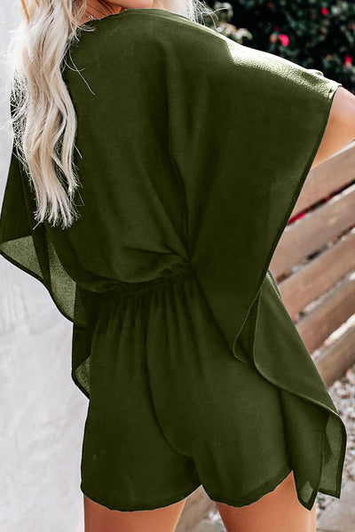 Casual Green Born To Fly Kimono Romper