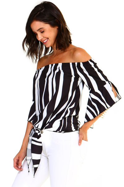 Women's Strapless Striped Bandage Blouse