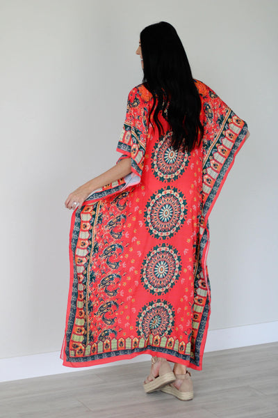 Mexican Kaftan Dress, Summer Caftan For Women, Loose Maxi Dress, Silk